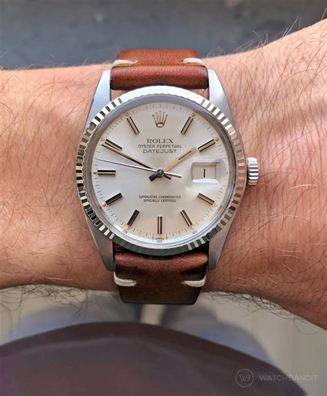 mens rolex brown leather strap|rolex datejust 36 leather strap.